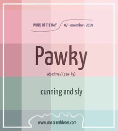 a poster with the words pawky in different colors