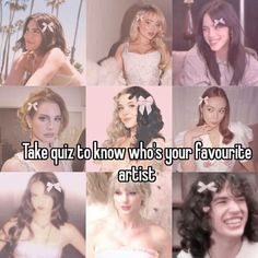 some girls are smiling and posing for the camera with words that say take quiz to know who's your favorite artist