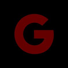 the letter g in red on a black background