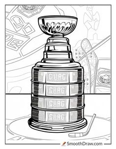 a coloring page with the words care and care in front of an image of a trophy