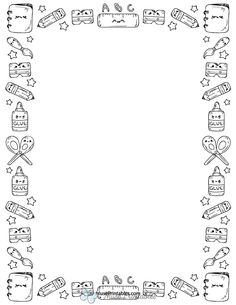 a black and white photo frame with lots of objects in the shape of a square