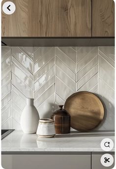 the kitchen counter is clean and ready to be used as a wallpaper or backsplash