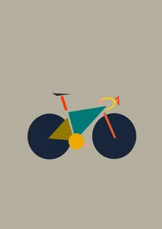 a bicycle with an arrow on the handlebars is depicted in this minimalist poster