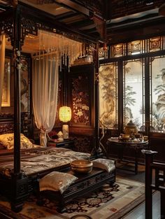 Chinese Traditional Room, Traditional Japanese Cottage, Chinese Home Interior, Chinese Style Room, Chinese Style House Interior, Chinese Room Traditional, Chinese Home Decor, Chinese Castle, Chinese Bedroom Ideas