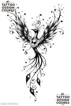 an artistic tattoo design with black and white ink