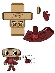 the paper toy is made to look like it has been cut out and put into a box