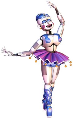 a woman in a purple and blue costume is dancing with her arms out to the side