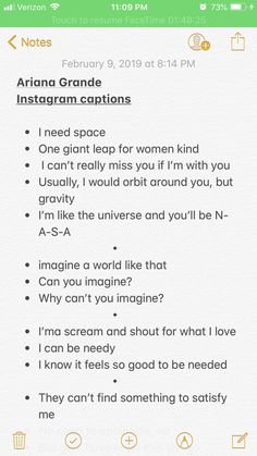 an iphone screen with the text aria grace instagram captions