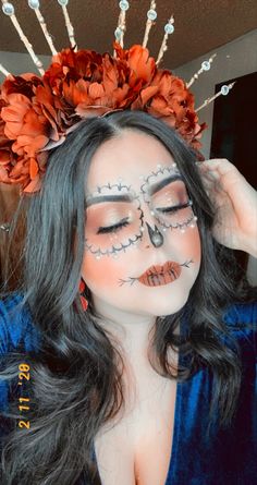 Dayofthedead Makeup, Simple Catrina Makeup Ideas Half Face, Simple Dia De Los Muertos Makeup Ideas, Dia Los Muertos Makeup, Dias Los Muertos Makeup, Simple Dia De Los Muertos Makeup Ideas Easy, Dias De Los Muertos Makeup, Day Of The Dead Makeup, Easy Dia De Los Muertos Makeup Ideas Half Face