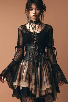 Gothic Hippie Outfits, Dark Fae Outfits, Bohemian Goth Fashion, Gothic Bohemian Outfits, Hippie Goth Fashion, Goth Bohemian, Gothic Boho Fashion, Witchy Corset Dress For Cosplay, Gothic Bohemian Fashion