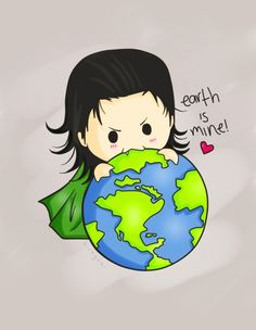 a drawing of a girl hugging the earth with her arms wrapped around her face and saying, earth is mine