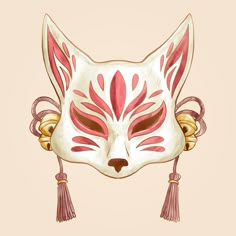 a drawing of a cat mask with tassels on it's ears and eyes