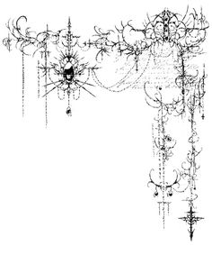 a black and white drawing of an ornate arch with flowers on the top, surrounded by vines