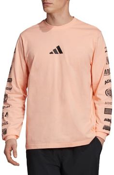 ADIDAS ORIGINALS ATHLETICS PACK COTTON LONG SLEEVE T-SHIRT. #adidasoriginals #cloth Adidas Cotton Crew Neck Top, Adidas Cotton Long Sleeve Top, Adidas Long Sleeve Cotton Top, Adidas Long Sleeve T-shirt For Spring, Casual Adidas Long Sleeve T-shirt, Casual Long Sleeve Adidas T-shirt, Adidas Casual Long Sleeve T-shirt, Adidas Graphic Print Crew Neck Top, Pink Adidas Cotton T-shirt