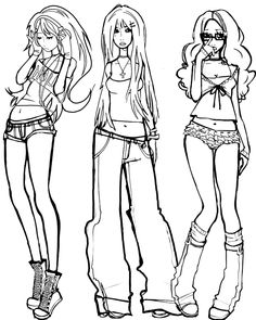 three girls with long hair standing next to each other