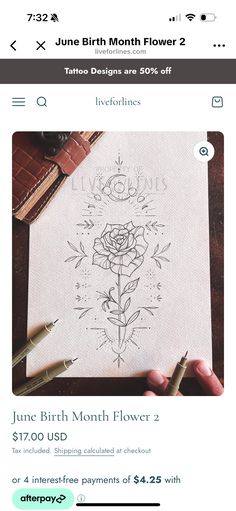 a person holding a piece of paper in their hand with the text june birth month flower on it