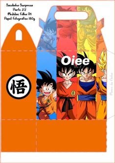 an orange box with dragon ball characters on it