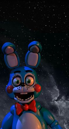 an animated rabbit is standing in front of the night sky