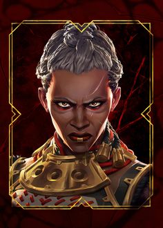 an image of a character from the video game bloodstatcher, with grey hair and red eyes