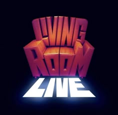 the logo for living room live is lit up