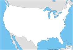 a map of the united states with blue and white lines on it's borders