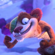 a cartoon character with big eyes and an evil look on his face, jumping in the air