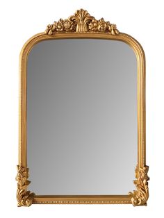 an ornate gold framed mirror against a white background
