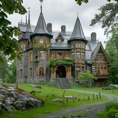 an old castle like building with lots of windows