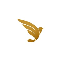 a gold bird logo on a white background