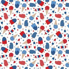 an american patriotic pattern with popsicles and stars