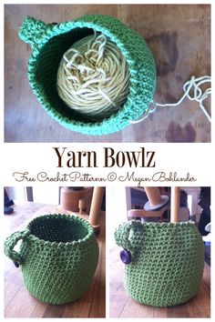 the yarn bowl has been made to look like it is knitting