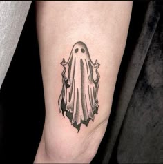 a black and white image of a ghost on the leg