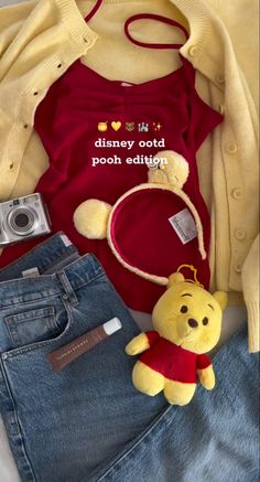 Pooh Outfits, Winnie The Pooh Inspired Outfits, Winnie The Pooh Outfit For Women, Winnie The Pooh Fashion, Winnie The Pooh Aesthetic Outfit, Winnie The Pooh Outfit Ideas, Winnie The Pooh Costume Inspo, Winnie The Pooh Outfits For Disney, Pooh Inspired Outfit