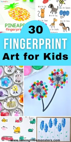 fingerprint art for kids with the title overlay that reads 30 fingerprint art for kids
