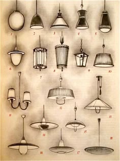 an image of various lamps hanging from the ceiling