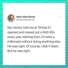 a tweet with the caption that reads,'my mentor told me at 19 that if opened and maxed out a roh ra every year starting then, i'd
