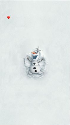 an image of a snowman with a heart in the background
