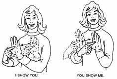 two women holding up their hands with the words show you and show me