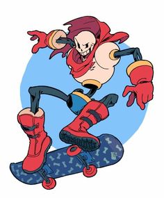 an image of a cartoon character on a skateboard