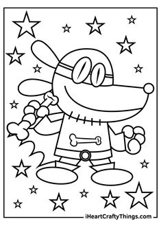 a cartoon character with stars in the background, coloring pages for children to color and print