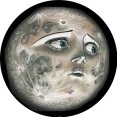 a drawing of the face of a woman in front of a full moon with her eyes closed