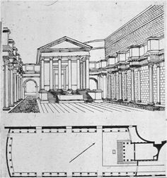 an architectural drawing shows how the building would look in different directions, from top to bottom
