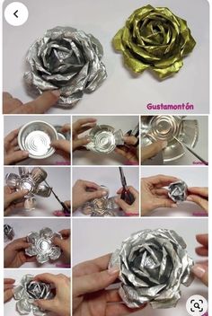 how to make a paper rose out of aluminum foil - step by step instructions for making it