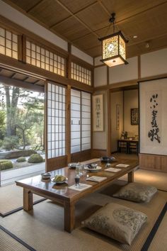 Asian Home, Japan House Interior Design, Japanese Dining Room Decor, Traditional Japanese Dining Ideas, Japanese Style Dining, Japanese Inspired House, Traditional Japanese Dining, Japanese Style Dining Room, Japanese Dining Room Ideas