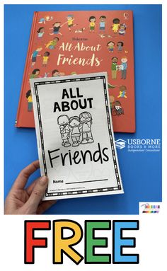 two children's books with the text all about friends on them and an image of their