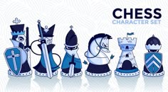 the chess character set is shown in blue and white