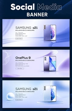 an advertisement for the new samsung phone is shown in three different colors and font options