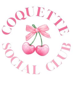 Branding Ideas For Clubs, Coquette Social Club Logo, Logo Design Inspiration, Pink Cherry Logo Design, Vintage Social Club Branding, Pink Vector, Logos Coquette, Logo Coquette, Coquette Images
