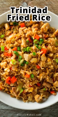 fried rice with vegetables in a white bowl