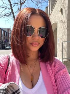 Cinnamon Brown Bob, Short Bob Colored Hair, Auburn Copper Hair Short, Colored Bob Hairstyles, Brown Bob Hairstyles, Short Dark Copper Hair, Short Bob Hair Color, Chestnut Bob Hair, Copper Hair Color Short